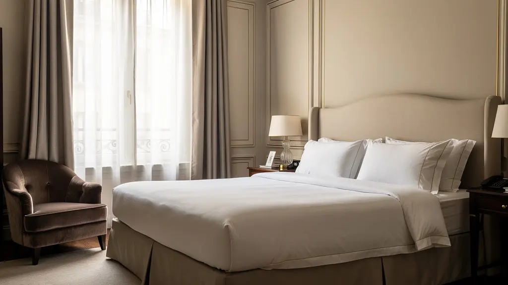Chambre hôtel 4 étoiles Paris avec lit double et mobilier élégant garantie confort